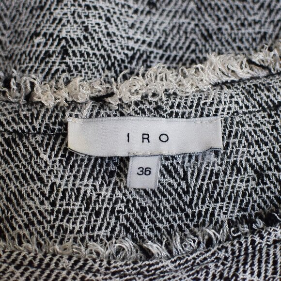IRO Birnie Black & White Tweed Boucle Fringe Sweater Dress Size 36 - Picture 10 of 11